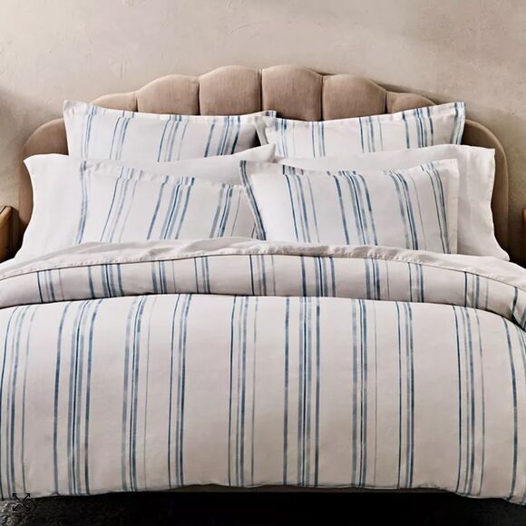 NIP $350 Bloomingdale's SKY Full/Queen Duvet Cover Set Bristol Stripe Blue White - Picture 1 of 9